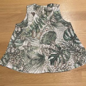 Tropical Butterfly Tank Top Shirt Crop Flare